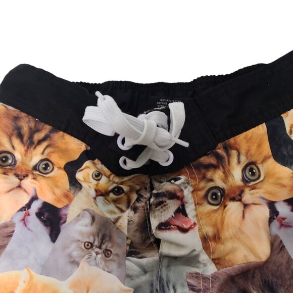 BioWorld Men's SZ Small Swim Trunks Kitten Cat Print Lined Pockets Cruise Beach - Picture 5 of 7